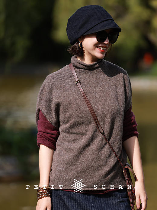 PETIT SCHAN小闪 CLO#601 The sun never sets 日不落 日本岛精无缝一体羊毛羊绒针织背心 商品图1