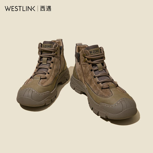 西遇马丁靴登山鞋男2024新款秋冬美式复古圆头工装靴休闲系带短靴24145585 商品图3