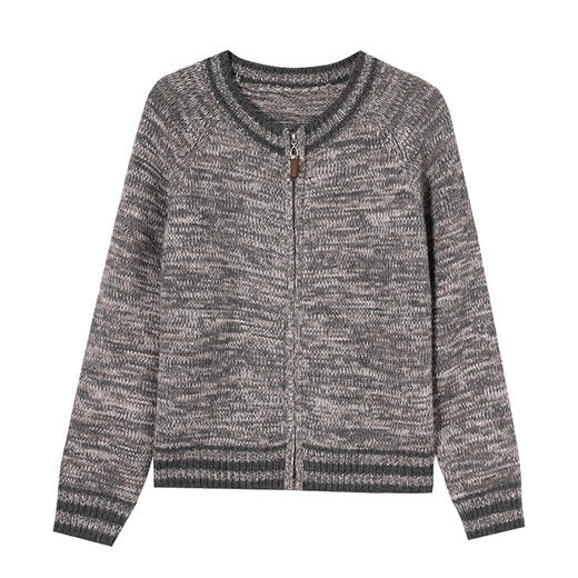 CC-26-8199针织棒球服外套女2024年秋冬新款拉链妈妈开衫女长袖加厚短款夹克 商品图4