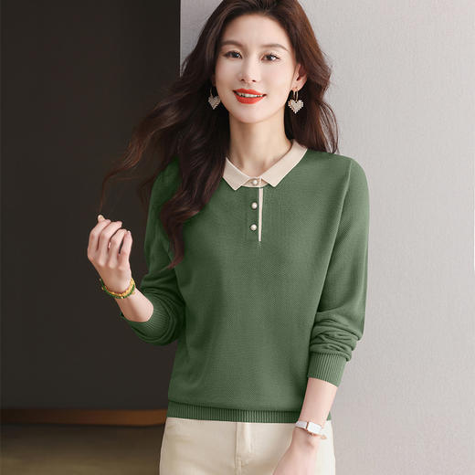 CC-53-5976春秋新款羊毛针织打底衫女时尚翻领年轻毛衣减龄上衣批发 商品图2