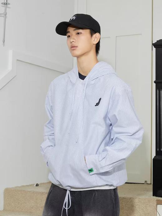 Mood Like Me/MCS2408/牛津纺套头半开领 连帽抽绳衬衫 商品图2