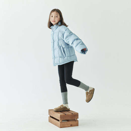 棵初冬季新品童装撞色拼接加绒打底裤中大童外穿弹力百搭长裤 商品图1