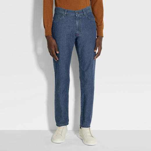 ZEGNA 杰尼亚 男士棉麻 ROCCIA 休闲牛仔裤 蓝色 E7I91A5 CITY 003 商品图1