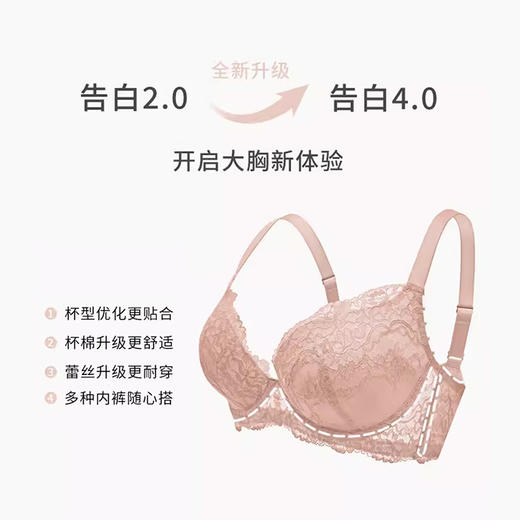 奶糖派大杯文胸告白分胸型4.0经典款撞色防下垂蕾丝上托大胸内衣 商品图2