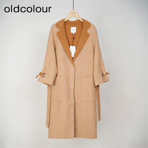 oldcolour复古气质百搭撞色手工呢料中外套女L45156531 商品图0