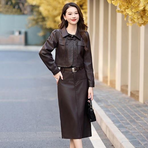 时尚休闲套装秋季新款时尚气质国风盘扣外套半裙两件套裙HMQY2832 商品图1