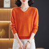 CC-13-6911时尚纯羊毛衫女秋季V领镂空软糯针织打底衫圆领宽松毛衣女 商品缩略图3