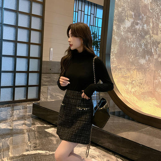 奢姿大码女装2024秋季小香风半身裙胖妹妹气质A字摆格纹时尚裙子9943490162 商品图3