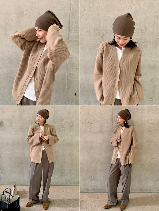 HIDEMI【辛芷蕾同款】进口美利奴羊毛极简堆堆感慵懒冷帽 黑色/摩卡灰/羊毛米/卡其酥/艺术灰 商品图3