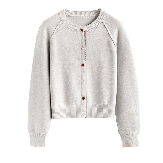 CC-SD2775春秋新款短款气质减龄圆领针织开衫女软糯拼色毛衣外套上衣 商品图4