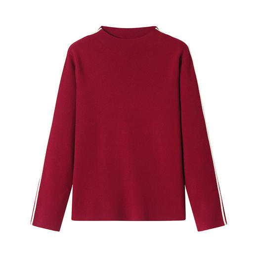 CC-16-9156时尚气质半高领毛衣女秋冬2024新款慵懒风针织上衣中领拼接打底衫 商品图4