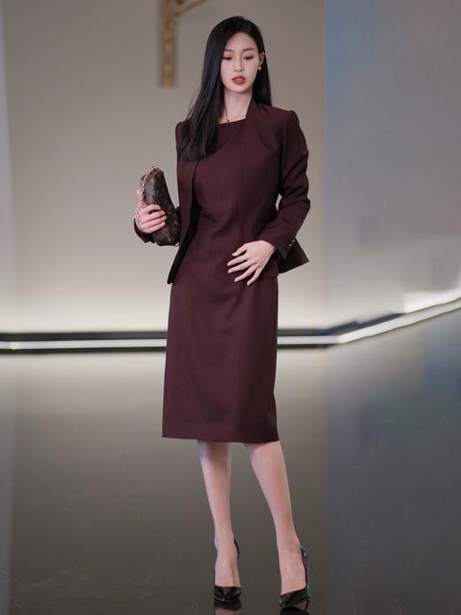 2024秋冬新品安哥拉红西装连衣裙套装女职业装高端时尚西服两件套 商品图3