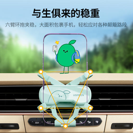 绿联小绿豆联名款蝶式环抱车载手机支架LP228手机支架 商品图3