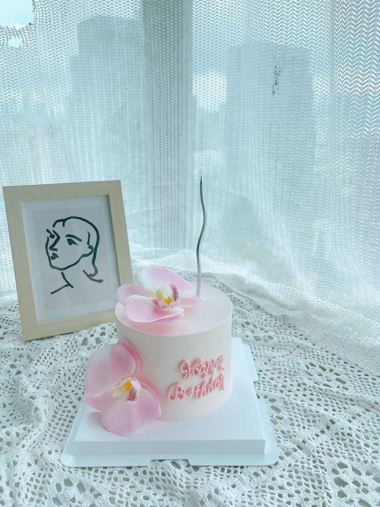 简约蝴蝶兰蛋糕（仿真花）