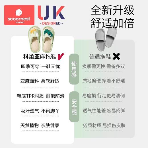 科巢儿童亚麻拖鞋夏季春秋室内防滑防臭宝宝幼儿园男童女童四季居家 商品图1