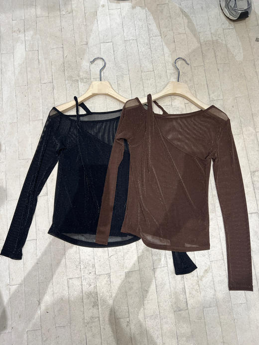 【门店同款】ENJOY秋季C-亮丝假两件网纱上衣 159497418 商品图0