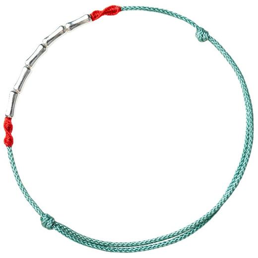 六鑫珠宝 上岸考研  S925银竹节红绳编织手绳/脚绳 商品图3