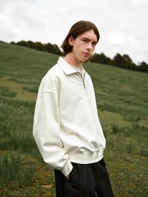 EviStub/E-4QWY711/五色重磅定染460G美式半拉链POLO翻领卫衣 商品图2