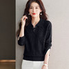 CC-66-5850翻领针织上衣女春秋宽松袖子开叉上衣polo领打底衫薄款毛衣 商品缩略图3