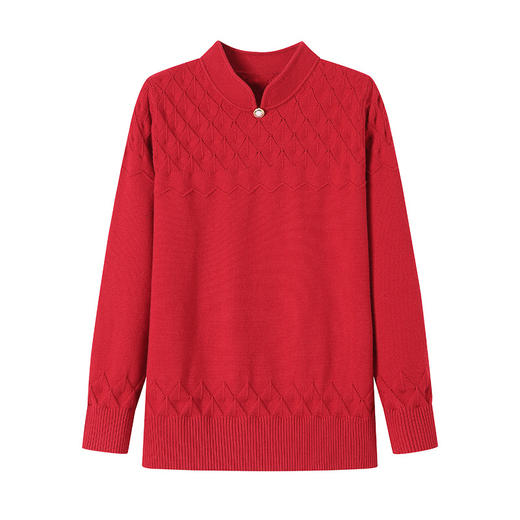 CC-66-5848旗袍领毛衣打底衫女秋冬2024新款上衣内搭长袖针织衫毛衣 商品图4