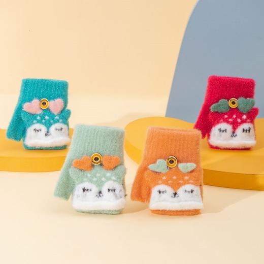 【新款宝宝手套，五指分离保暖又舒适】0-3岁宝宝手套冬季 幼儿半指保暖手套 男女童五指分指翻盖儿童针织毛线手套 商品图1