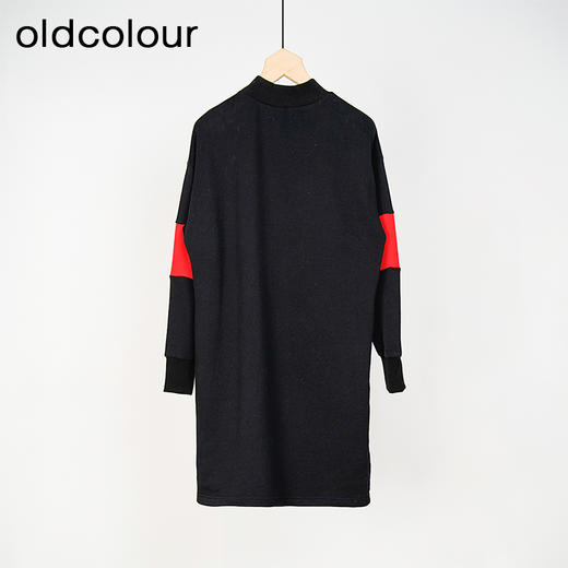 oldcolour黑色拼色时尚气质长袖卫衣连衣裙L43103354 商品图1
