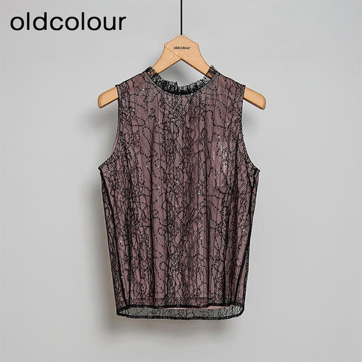 oldcolour时尚气质百搭亮片蕾丝背心无袖套头衫N10008247 商品图2