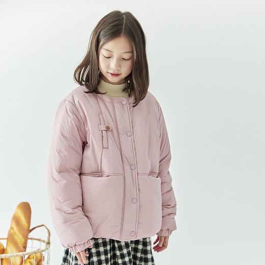 棵初冬季新款女童可爱樱花粉棉服中大童防泼水加厚绗棉外套 商品图2