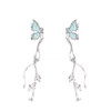 JU-122蓝色蝴蝶流苏长款珍珠耳环女2024新款小众设计感气质耳钉爆款耳饰 商品缩略图4