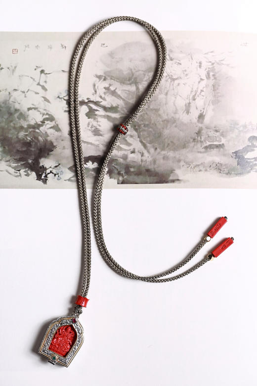 XYZT0690°白铜朱砂八大守护神嘎乌盒 商品图2