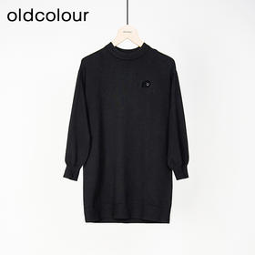 oldcolour春秋款黑色简约气质百搭宽松中长款针织连衣裙M32106234A