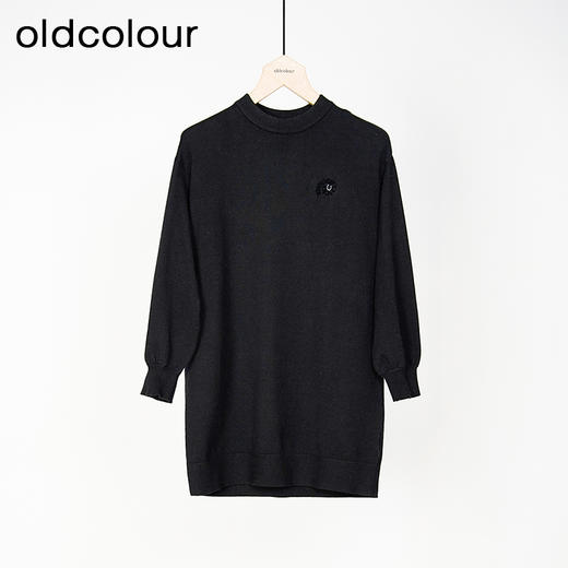 oldcolour春秋款黑色简约气质百搭宽松中长款针织连衣裙M32106234A 商品图0