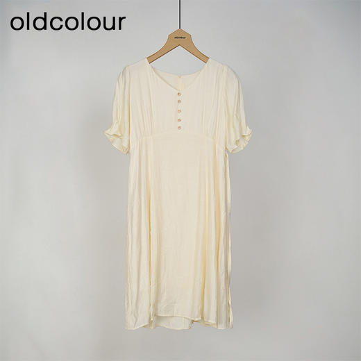 oldcolour黄色简约气质宽松短袖连衣裙女DN23101043 商品图0