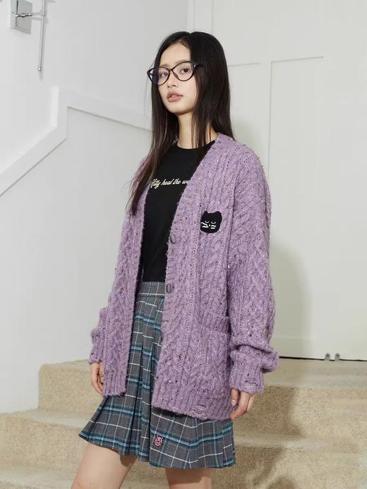 Mood Like Me/MMY2412/猫咪头像彩点绞花毛衣开衫 商品图1