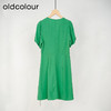 oldcolour简约时尚气质高腰V领短袖连衣裙女DN23101401 商品缩略图3