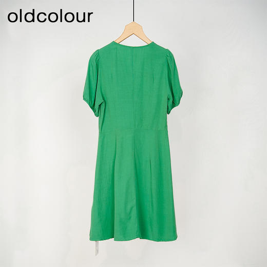 oldcolour简约时尚气质高腰V领短袖连衣裙女DN23101401 商品图3