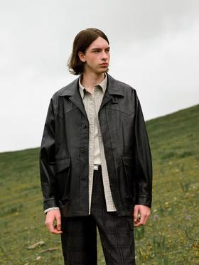 EviStub/E-4QWT706/猎装风衣廓形经典皮衣夹克外套