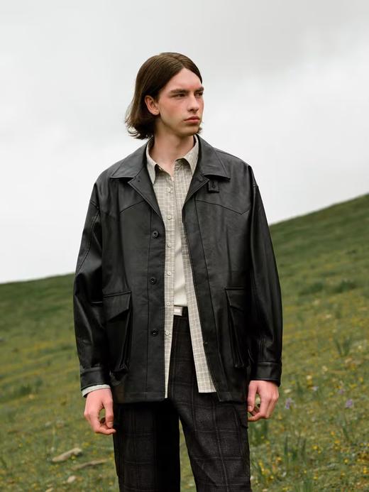 EviStub/E-4QWT706/猎装风衣廓形经典皮衣夹克外套 商品图0