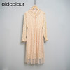 oldcolour春秋款米色网纱碎花长袖连衣裙女DN13103009 商品缩略图0