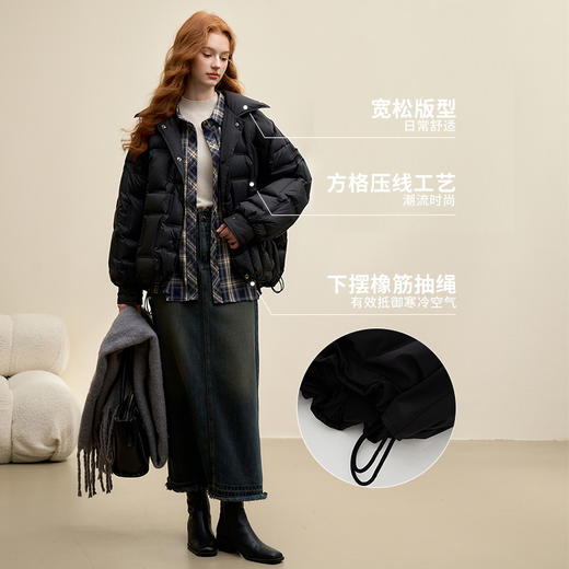 酷飒立领羽绒服女秋冬抽绳可调节下摆显瘦保暖面包服外套V0043417 商品图1
