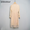 oldcolour春秋款米色网纱碎花长袖连衣裙女DN13103009 商品缩略图1