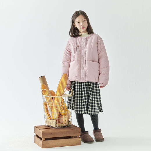 棵初冬季新款女童可爱樱花粉棉服中大童防泼水加厚绗棉外套 商品图1