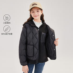 笛莎Deesha青少年女童套装2024冬季新款淑女学院风三合一羽绒套装