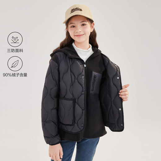笛莎Deesha青少年女童套装2024冬季新款淑女学院风三合一羽绒套装 商品图0