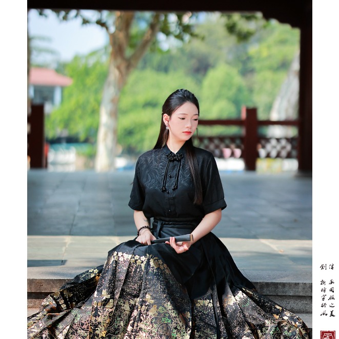 【连枝惊鹊.澜夜】复古织金妆花工艺改良国风新中式典雅墨黑新中式