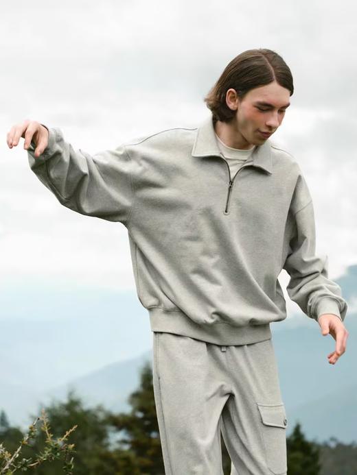 EviStub/E-4QWY711/五色重磅定染460G美式半拉链POLO翻领卫衣 商品图3