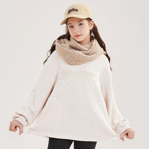 笛莎Deesha青少年女童卫衣2024冬季新款复古学院风连帽卫衣 商品图2