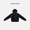 COCO ZONE高级感丝绒外套立领连帽双头拉链上衣24C10149 商品缩略图0