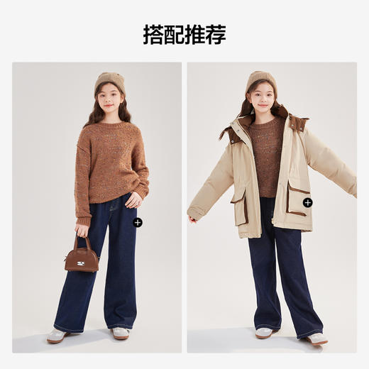 笛莎Deesha青少年女童毛衣2024冬季新款复古学院风圆领毛衣 商品图4