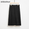 oldcolour秋冬款黑色休闲简约气质百搭松紧腰中长款半身裙女DM45063004 商品缩略图1